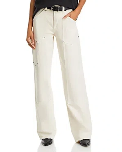 Re/done High Rise Straight Leg Jeans In Distressed Vintage White