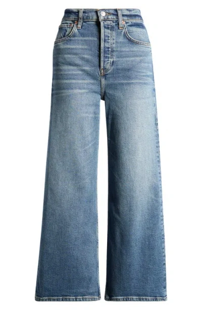 Re/done High Waist Crop Wide Leg Jeans In Crafted Indigo