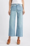 Re/done High Waist Raw Hem Wide Leg Crop Jeans In Marea