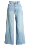 Re/done High Waist Raw Hem Wide Leg Crop Jeans In Marea