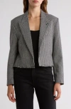 Re/done Houndstooth Cutoff Boyfriend Blazer In Black/white