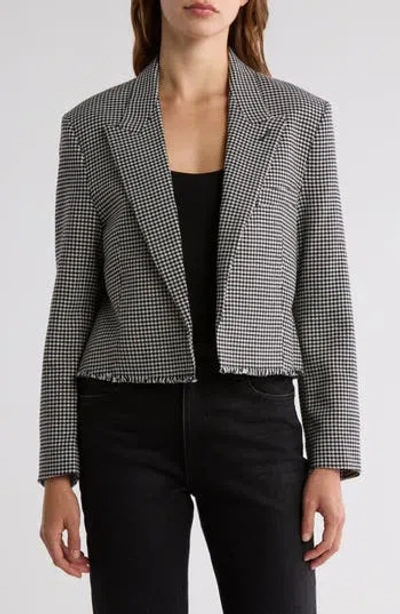 Re/done Houndstooth Cutoff Boyfriend Blazer In Black/white