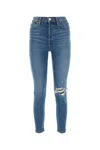 Re/done 90s Cropped Faded High-rise Slim-leg Jeans In Blue