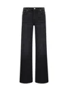 Re/done Wide-leg Cotton Denim Pants With Contrast Stitching In Onyx Fade
