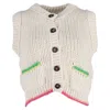 Re/done Knitted Sleeveless Cardigan In Ivory Cotton