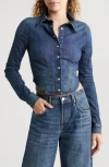 Re/done X Pam Anderson Fitted Denim Shirt In Vista Bay