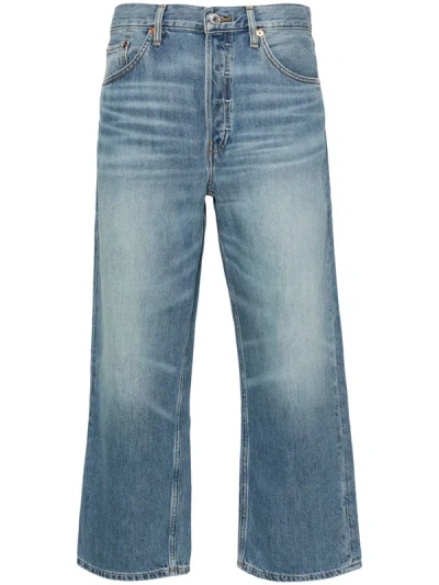 Re/done Mid Rise Palazzo Jeans In Blue
