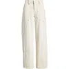 Re/done High Rise Straight Leg Jeans In Distressed Vintage White In Distressed Vintage White