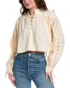 Re/done Pirate Linen-blend Top In White