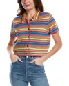 Re/done Polo Linen-blend Cardigan In Yellow