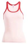 Re/done Ribbed Tank Dahlia With Ruby