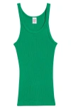 Re/done Ribbed Tank Top In Kelley Green In Verde