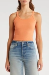 Re/done X Hanes Cropped Ribbed Tank Top In Cantaloupe