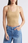 Re/done Rib Crop Tank In Sand