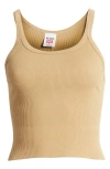 Re/done Rib Crop Tank In Sand