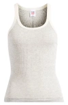 Re/done Rib Tank In Grey With Vintage White