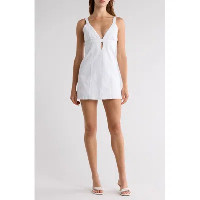 Re/done Seamed Denim Shift Dress In White