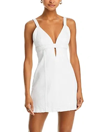 Re/done Sleeveless Cutout Denim Mini Dress In White