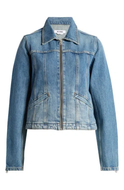 Re/done Slim Fit Denim Jacket In Crafted Indigo