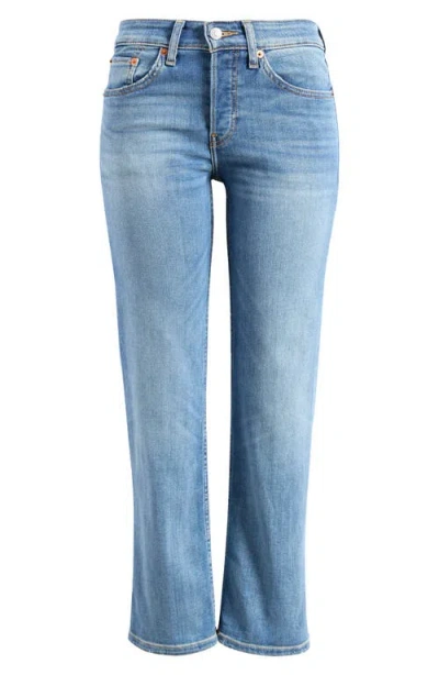 Re/done Slim Straight Crop Jeans In Blasted