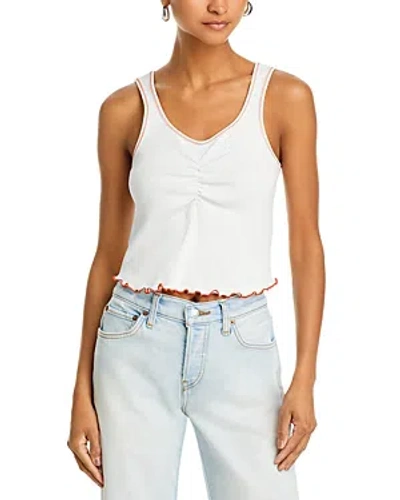 Re/done Sporty Contrast Tank Top In White Persimmon