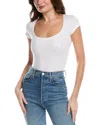 Re/done Square Neck Bodysuit In White In White