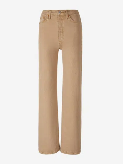 Re/done Straight Cut Jeans In Camel