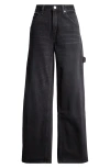 Re/done Straight Leg Painter Jeans In Crafted Black