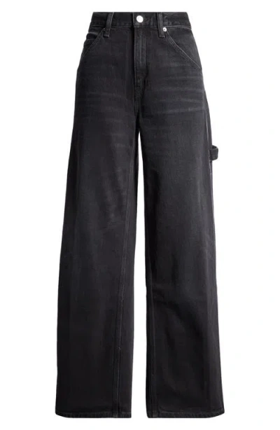 Re/done Straight Leg Painter Jeans In Crafted Black