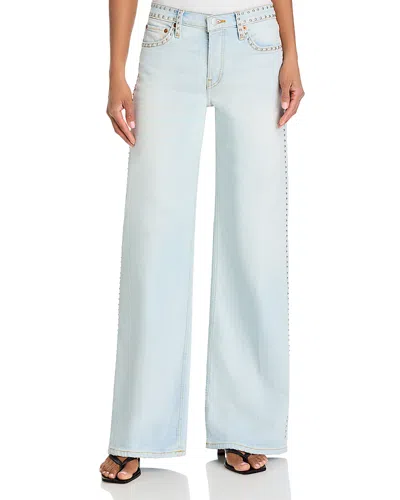 Re/done Women's Mid-rise Stretch Wide-leg Jeans In Acqua