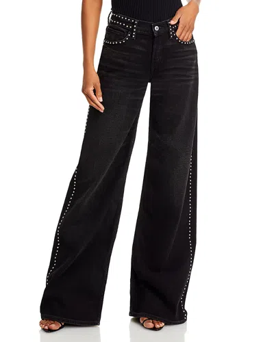 Re/done Studded Mid Rise Wide Leg Jeans Crafted Black Stud In Craftedblk