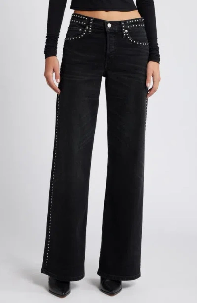 Re/done Studded Wide Leg Jeans In Crafted Black Stud