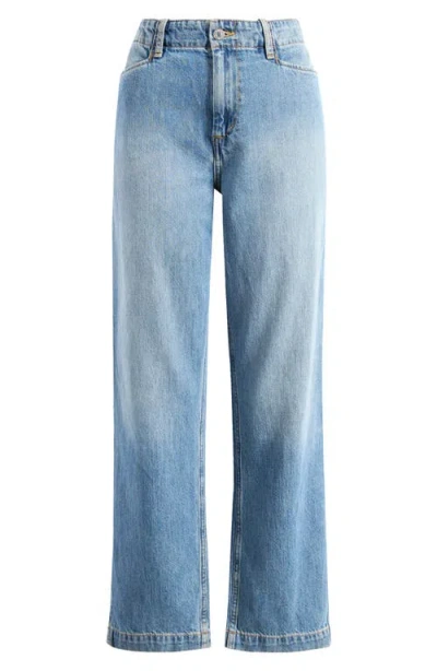 Re/done The Slacker High Waist Wide Leg Jeans In Mid Fade