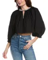 Re/done Victorian Cut Off Blouse In Black