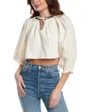 Re/done Victorian Cut Off Blouse In White
