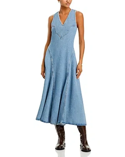 Re/done Western Sleeveless Denim Midi Dress In Mojave