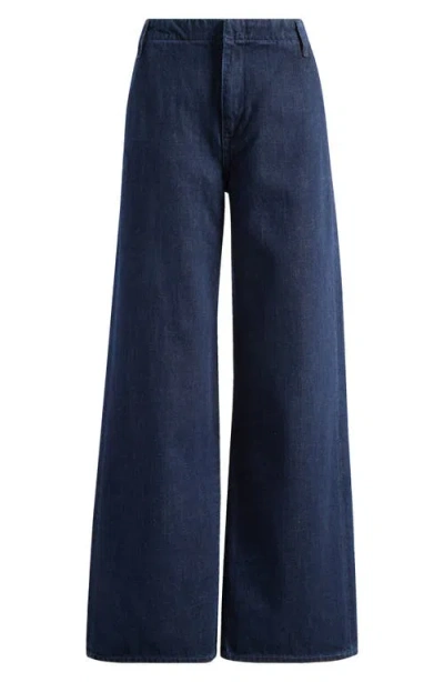 Re/done Wide Leg Trouser Jeans In Cross Hatch Rinse