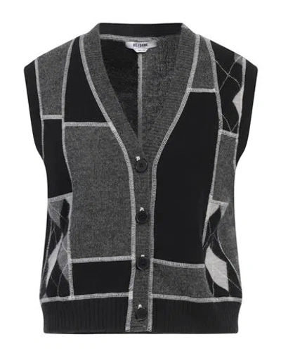 Re/done Woman Cardigan Lead Size M Wool In Grey