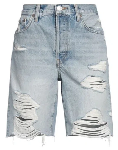 Re/done Woman Denim Shorts Blue Size 30 Organic Cotton