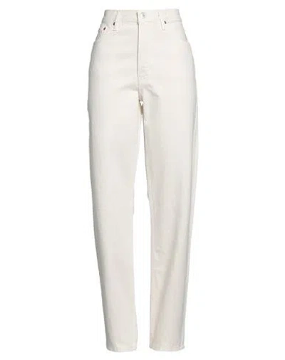 Re/done Woman Jeans Ivory Size 30 Cotton, Elastane In White
