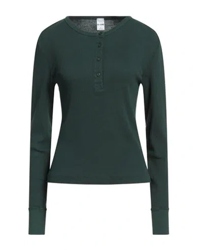 Re/done Woman T-shirt Green Size M Cotton