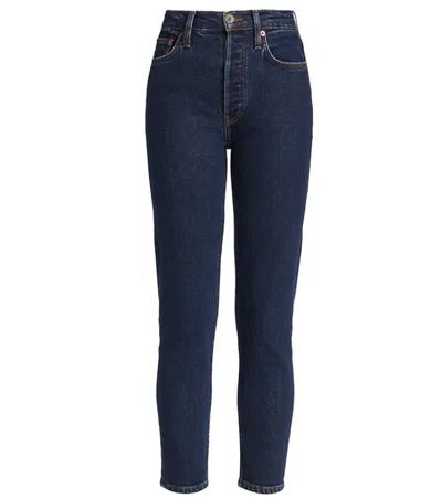 Re/done 70s Stove Pipe High-rise Straight-leg Jeans In Blue
