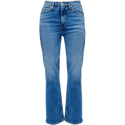 Re/done Women 90s High Rise Jeans Loose Crop Boot Cut Denim Pants In Blue