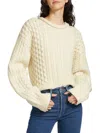 Re/done Crewneck Cable Pullover In Ivory