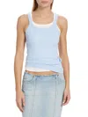 Re/done Ribbed Cotton Tank Top In Baby Blue