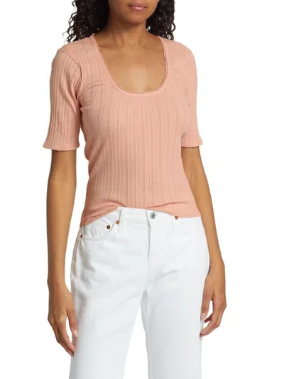 Re/done Women's Pointelle Cotton Top In Taffy