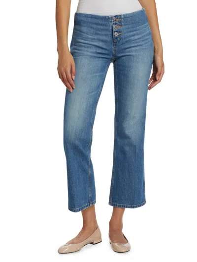 Re/done Women's Waistless Boot-cut Crop Jeans In Blue