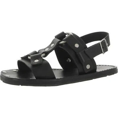 Pre-owned Re/done Womens 70s Tire Tread Sandal Leather T-strap Sandals Shoes Bhfo 5117 In Black