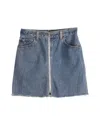 Re/done X Levis Zip Up Mini Skirt In Blue Cotton In Blue