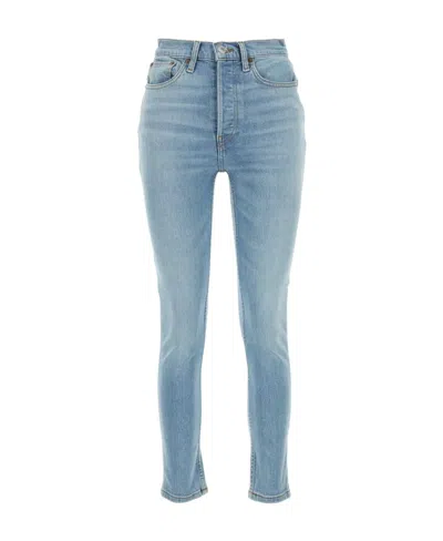 Re/done Logo-patch Skinny Jeans In Blue
